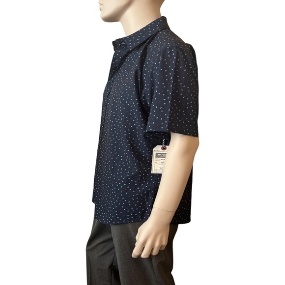 Rugby University Shirt Button Front Short Sleeve Nautical theme Anchors - Picture 2 of 10